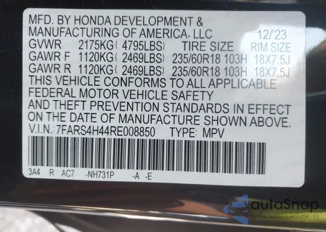 2024 Honda Cr-V Ex Awd z USA, uszkodzony, nr VIN 7FARS4H44RE008850